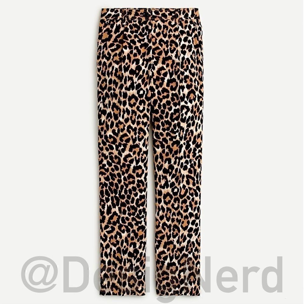 J. CREW TAILORED RELAXED PANT IN LEOPARD PRINT HIGH WAISTED STRAIGHT LEG TROUSER
